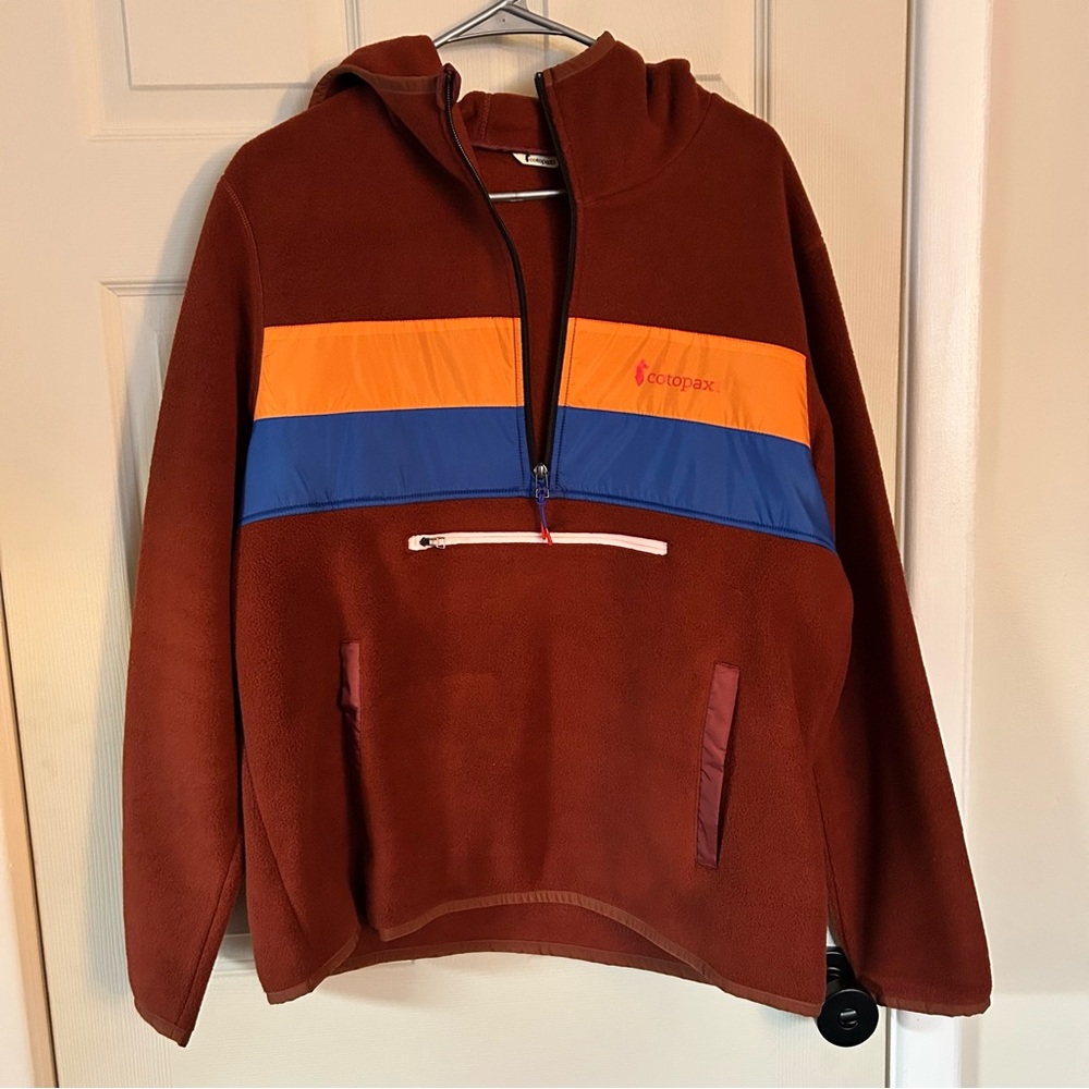 Cotopaxi 3/4 Quarter Zip Pullover with Orange and Blue Stripes